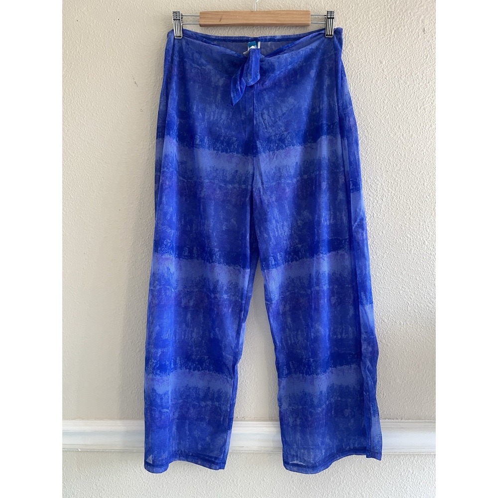 Sessa Blue Tie Dye Sheer Cover Up Swim Pull On Wide Leg Pants Beach Resortwear
